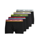 JACK & JONES Men's Jacsplitter Solid Trunks 5 Pack Boxer Shorts, Black/Pack: Black-Black-Black-Black, M