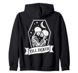 Till Death. Skeleton Lovers. Halloween Emo Goth Coffin Tarot Zip Hoodie