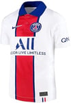 Nike PSG Y NK BRT STAD JSY SS AW T-Shirt Mixte Enfant, White/(Old Royal) (Full Sponsor), FR : XL (Taille Fabricant : XL)