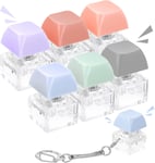 Lot de 6 porte-clés de clavier pastel, avec interrupteurs bleus, porte-clés colorés pour clavier mécanique anti-stress pour homme et femme (sans lumière), Vert, bleu, violet, gris, rouge et