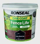 5L Tudor Black Oak Ronseal One Coat Fence Life Paint Garden Shed Wood Protection