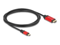 Delock - Adapterkabel - 24 Pin Usb-C Hann Til Hdmi Hann - 2 M - Sort / Rød - 8 K 60 Hz (7680 X 4320) Støtte, Hdr10-Støtte, Støtte For Dp Alt-Modus