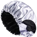 2 förpackningar Satin Cap, Justerbar Silkeslen Sovhuv För Kvinnor Långt lockigt hår, Dubbelsidig Vattentät Satin Hair Cap Extra Large Sleep Satin Bonne