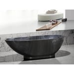 Vente-unique.com Baignoire îlot MARBELA - 190 L - 180*85*58cm - Effet Marbre - Noir