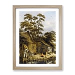 Roelof Van Vries Cottage On A River Classic Painting Framed Wall Art Print, Ready to Hang Picture for Living Room Bedroom Home Office Décor, Oak A2 (64 x 46 cm)