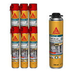 SIKA - Lots de 6x Mousses expansive Sika Boom 128, Expansion 20L, Usage tous sens, 3x750ml + 1x Mousse polyuréthane Sika Boom 528, PISTOLABLE, Rendement 23L, Séchage ultra rapide, 500ml