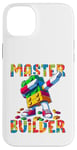 Coque pour iPhone 14 Plus Master Builder Dabbing Blocks Bricks Building Kids Boys Fun