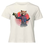 Guardians of the Galaxy Retro Rocket Raccoon Women's Cropped T-Shirt - Cream - S