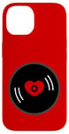 Coque pour iPhone 14 disque vinyle vintage cœur album rouge valentines mignon rétro