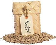 Khla - Poivre Blanc de Kampot Bio - Poivre en Grains 50g - Étui Cadeau Traditionnel Feuille de Palme - Grand Cru, Fort & Puissant - Ingrédient Cuisine - Épice d’Asie - Origine Cambodge