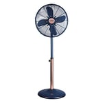 Tower T643000MB Cavaletto 16” Metal Pedestal Fan with 3 Speed Settings and Copper Motor, 50W, Rose Gold and Midnight Blue