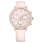 Swarovski Montre Matrix Tennis Chrono, Swiss Made, Bracelet en Cuir, Rose, Finition doré Rose