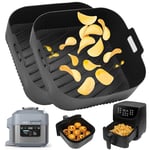 YQL Silicone Air Fryer Liners for COSORI 5.5L/Ninja Speedi Air Fryer 5.7L, 9 Inch Large Air Fryer Liners Square Air Fryer Accessories for Tefal 6.5L/ Instant Vortex 5.7L/Philips 6.2L Air Fryer(2pcs)