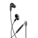 in-Ear USB-C hörlurar för Samsung / iPhone 15, 16 och Mobil med USB-C Kontakt - XO Svart