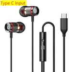 Écouteurs intra-auriculaires 9D HIFI RapBass,3.5mm,AUX/Type-C,stéréo numérique,casque filaire avec micro,écouteurs pour Samsung,Android - Type Type-C Noir