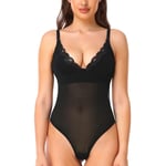 Kvinnor Slimming Shapewear Body Bue Control Briefs Body Shaper Bröllopsfest Modellering Underkläder Stringtrosa Inbyggd BH Camisoles Black L