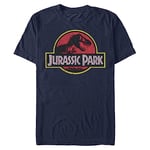 Jurassic Park Men's Classic Movie Logo T-Shirt, Navy, Medium