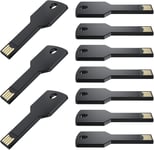 Clé Usb 4Go Forme De Clé 10 Pièces Usb 2.0 Noir Cle Usb Nouveauté Mémoire Stick Étanche Thumb Drive Stockage De Données Externe Pour Cadeau