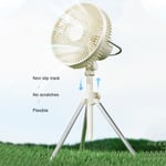 (Beige)10000 MAh USB Tripod Camping Fan Desk Fan With Tripod Unique Portable