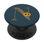 Leopard Animal Print Monogram Letter N Pacific Blue PopSockets PopGrip: Swappable Grip for Phones & Tablets PopSockets Adhesive PopGrip