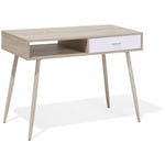 Beliani - Bureau Couleur Bois Clair 100 x 48 cm avec 1 Tiroir Blanc et Espace de Rangement de Style Sancandinave pour Intérieur Moderne ou Minimaliste