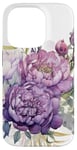 iPhone 14 Pro Vibrant Purple Peonies with Lilac and Greenery Case