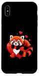 Coque pour iPhone XS Max Panda rouge allongé sur un cœur pour la Saint-Valentin