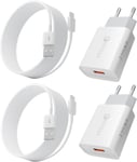 2 Pack Usb Chargeur Avec 2m Usb C Câble Compatible Avec Samsung S21 S20 S20 Fe S10 S10e S9 S8 Plus A53 A52s A51 A50 A41 A40 A14 A13,Xiaomi,Huawei,Google,Quick Charge 3.0 + Type C Câble,Blanc(Q882)