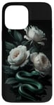 iPhone 13 Pro Max Green Snakes and White Roses Gothic Pattern Case