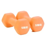 Neoprene Dumbbells 5KG x 2 Weights Iron Hand Aerobic Workout Fitness Gym Orange