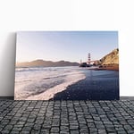 Big Box Art Canvas Print Wall Art Golden Gate Bridge San Francisco Bay | Mounted & Stretched Box Frame Picture | Home Decor for Kitchen, Living Room, Bedroom, Hallway, Multi-Colour, 24x16 Inch