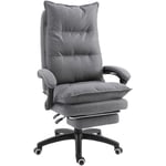 Homcom - Fauteuil de bureau direction massant hauteur réglable dossier inclinable repose-pied intégré toile de lin gris chiné