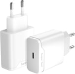 20w Prise Chargeur Rapide Pour Iphone 15/16/ 13/14/ 12/11,2pcs Usb C Plug Pour Samsung Galaxy A55/ A15/ A05s/ A25/ A35/ A14/ A34 Embout Mural Alimentation Adaptateur Secteur (Blanc)