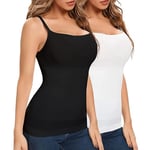 Joyshaper Women Tummy Control Vest Tops Slimming Camisoles Compression Cami Tops Shapewear Body Shaper with Adjustable Straps Black+White,S