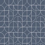 Geometric Curves Glitter Wallpaper Vinyl Blue Silver Metallic Textured Rasch