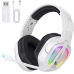 Fachixy「2024 Nouveau」FC200 Casque de Jeu sans Fil pour PS5 - Casque Pliable USB 2,4 GHz avec Micro - Bluetooth stéréo 3D avec autonomie de 50 Heures, pour PS4, PC, Mac, Switch, Mobile, Blanc-Noir