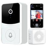 xiaomgu 2024 Security & Surveillance Equipment,Smart Wireless Remote Video Doorbell Intelligent Visual Doorbell Home Intercom HD Night Vision Wifi Rechargeable Security Door Doorbell (White)