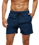 AI'MAGE Short de bain 2 en 1 pour homme avec poches, bleu marine, L