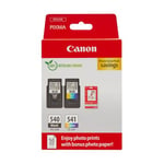 Canon Ink & Paper Multipack - PG-540/CL-541 Genuine Printer Ink Cartridges 2 Pack (1 x Black, 1 x Colour) & 4x6 Photo Paper (50 x Sheets) - Compatible with PIXMA MX, MG & TS