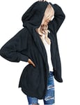 Beyove Gilet Femme Manches Longues Cardigan Mode en Pelucheà Capuche Blouson Chaud Hiver Sweat Shirt Maille Manteau avec Poches Bleu M