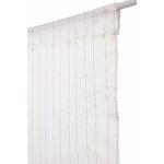 Vitrage 70 x 210 cm Passe Tringle Effet Lin Imprimé Fines Rayures Verticales Fil Lurex Doré Blanc