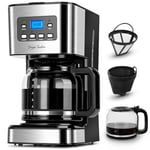 Taylor Swoden Cafetiere Filtre, Programmable 24h Cafetiere Electrique 1,5L à 12 tasses, Machine a Cafe Maintien au Chaud et Anti-Goutte 40 Min, Infusion Rapide, 950W, 0% BPA, Noir - Darcy