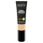 SANTE Naturkosmetik High Coverage Natural Foundation 01 Cool Ivory Fond de teint végétalien avec peptides bio, avec un fort pouvoir couvrant et une finition naturelle, formule nourrissante et durable,