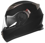 Casque Moto Modulable Homme ECE Homologué-YEMA YM-925 Casque Scooter Femme Adulte Double Visière-Noir Mat-XS