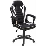 Décoshop26 - Fauteuil chaise de bureau gamer sur roulettes forme ergonomique pivotant hauteur réglable synthétique noir/blanc 040001840