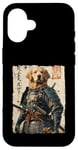 Coque pour iPhone 16 Samurai Dog Warrior Japanese Ukiyo-e Œuvre d'art Chien Samouraï