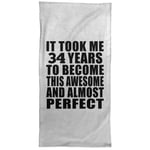 Designsify 34th Birthday Took 34 Years To Become Awesome & Perfect - Hand Towel 15x30 inch Soft Kitchen Tea Dish Cloth - for Friend Kid Daughter Son Dad Mom Birthday Anniversary Mother’s Father’s Day