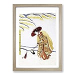 Big Box Art Digging Bamboo Shoots by Harunobu Suzuki Framed Wall Art Picture Print Ready to Hang, Oak A2 (62 x 45 cm)