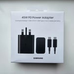 SAMSUNG OFFICIAL 45W SUPER FAST CHARGER WITH CABLE 2.0 - BLACK - EP-T4510XBEGGB