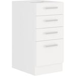 ATLAS Meuble bas 4 tiroirs - Décor blanc - L40 x P52x H82 - Plan de travail non inclus